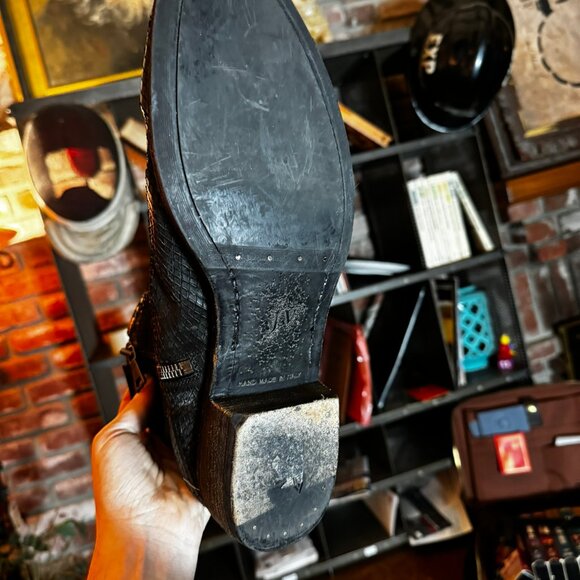 $698 JOHN VARVATOS Snakeskin Embossed Leather BOOTS (sz 10) - Picture 11 of 11